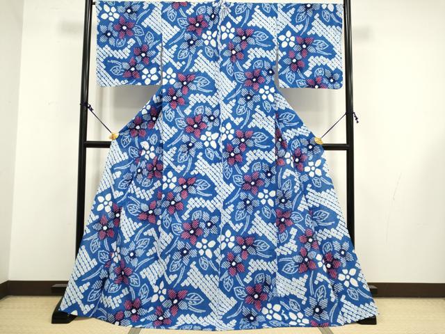 平和屋本店■極上　夏物　浴衣　有松鳴海絞り　草花文　綿　逸品　DZAA20286kh5