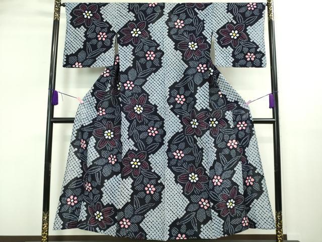 平和屋本店■極上　夏物　浴衣　有松鳴海絞り　草花文　綿　逸品　DZAA20301kh5