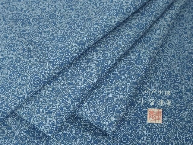 平和屋本店□極上 夏物 人間国宝 小宮康孝 江戸小紋 絽 鮫小紋柄