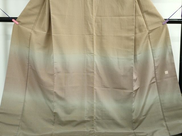 平和屋本店□極上 伝統工芸士 曽根武勇 訪問着 お召地 格子 暈