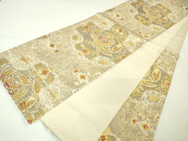 平和屋本店□極上 洛風林 工芸帯地 六通柄袋帯 朱雀 金糸