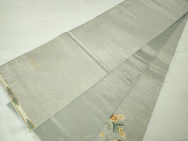 平和屋本店●極上　手織綴れ　山鹿清華　太鼓柄袋帯　花鳥文　金銀糸　逸品　未使用　DZAA2449kh4_8