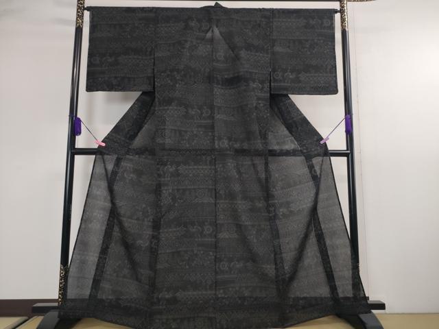 平和屋本店■極上　夏物　夏ちぢみ　100亀甲　人物獣吉祥文　反端付き　逸品　未使用　DZAA2525kh5_1