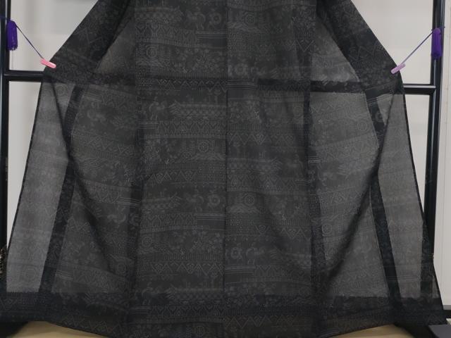 平和屋本店■極上　夏物　夏ちぢみ　100亀甲　人物獣吉祥文　反端付き　逸品　未使用　DZAA2525kh5_4