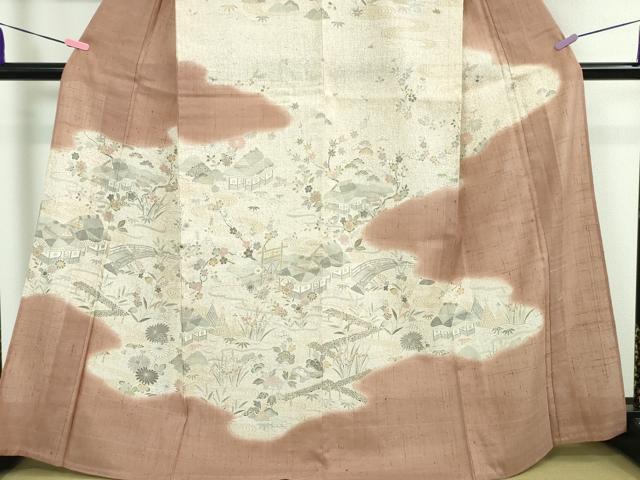 平和屋本店□極上 染織の名門 しょうざん 生紬 色無地 伽羅色 逸品