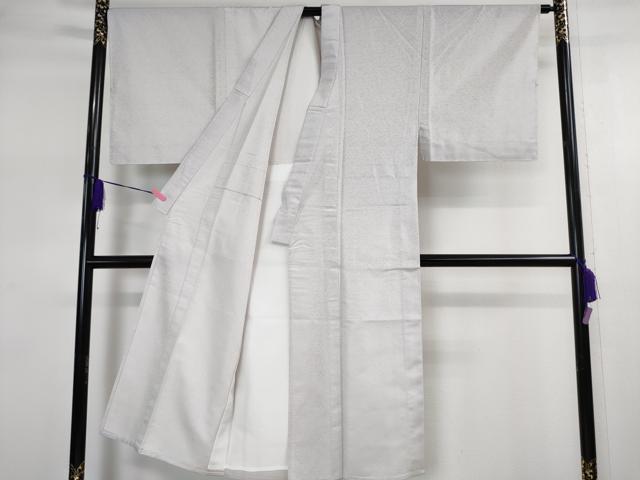 平和屋本店□極上 男性 ミント染ちりめん御召 単衣 糸染：水戸一枝