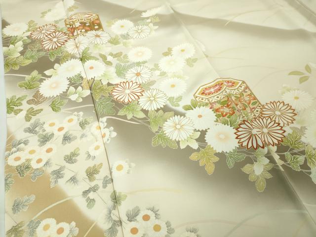 平和屋本店□極上 訪問着 駒刺繍 貝桶菊花文 暈し染め