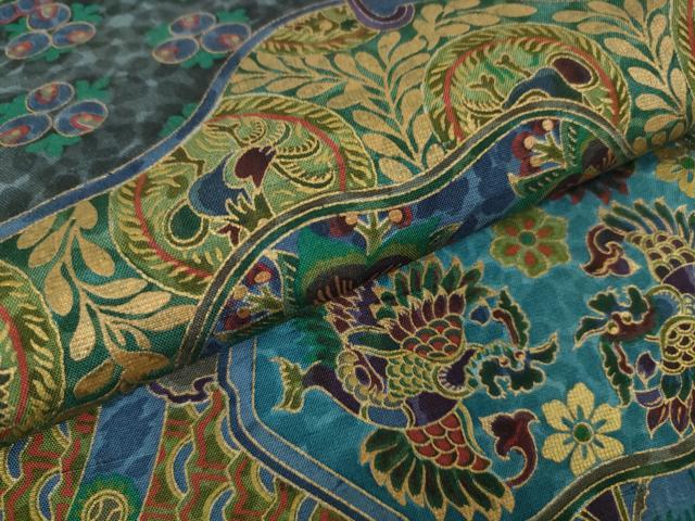 平和屋着物□極上 前田仁仙 仁仙更紗 訪問着 横段花鳥