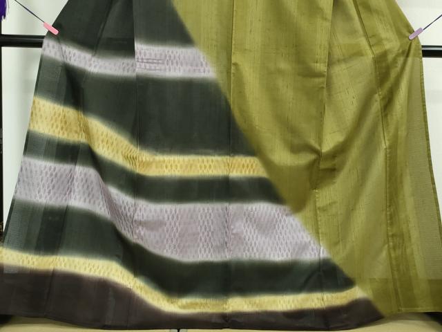 平和屋本店□極上 十日町 名門青柳謹製 櫛引織 ぜんまい紬 単衣 手