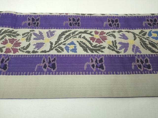 平和屋本店■極上　洛風林　工芸帯地　九寸名古屋帯　花唐草間道　逸品　DZAA3031kh5 平和屋本店□極上 洛風林 工芸帯地 九寸名古屋帯 花唐草