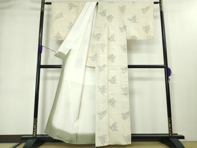 平和屋本店■極上　浦野理一　経節紬　飛鳥文　象牙色地　逸品　未使用　DZAA3073kh5 平和屋本店□極上 浦野理一 経節紬 飛鳥文 象牙色地