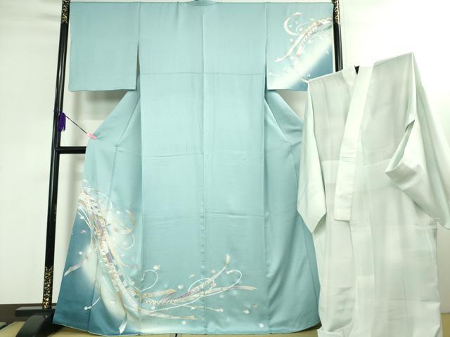 平和屋本店■極上 金彩友禅 卓越技能者・名工・和田光正 訪問着・長襦袢(無双仕立て)セット 鬘帯花文 暈し染め 金銀彩　逸品　DZAA3085kh5