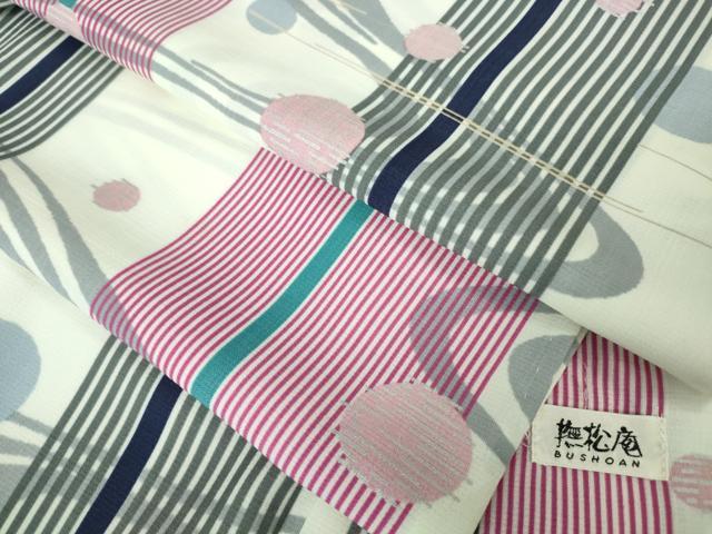 平和屋本店■極上　夏物　撫松庵　セオアルファ　小紋・浴衣兼用　流水丸文　銀彩　逸品　DZAA3091kh5