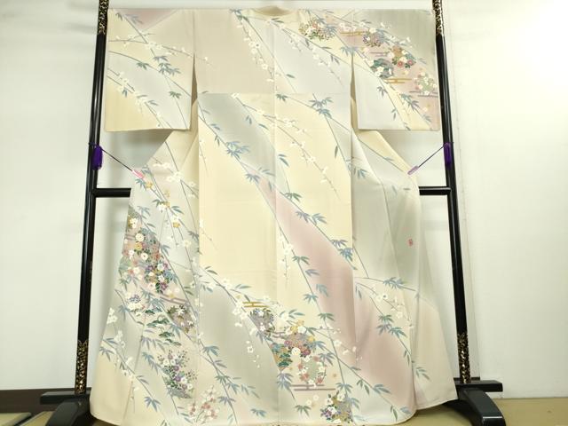 平和屋本店■極上　訪問着　友禅　作家物　春水　吉祥花丸笹文　暈し染め　逸品　DZAA3107kh5