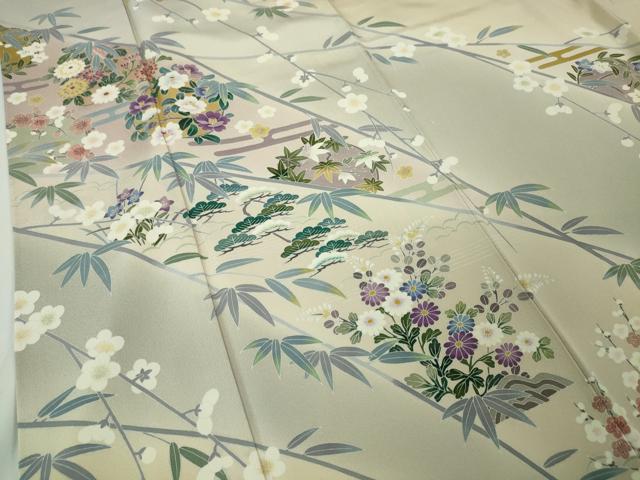 平和屋本店■極上　訪問着　友禅　作家物　春水　吉祥花丸笹文　暈し染め　逸品　DZAA3107kh5 平和屋本店□極上 訪問着 友禅 作家物 春水 吉祥花丸笹文