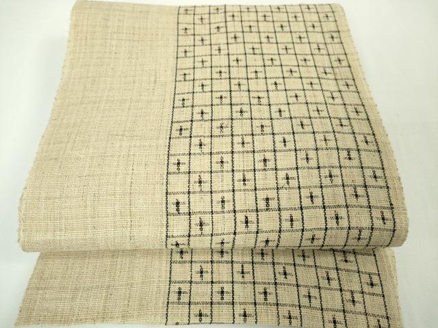 平和屋本店■最高級　夏物　重要無形文化財　越後上布　八寸名古屋帯　十字絣　逸品　未使用　DZAA3117kh5