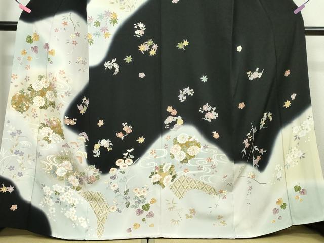 平和屋本店□極上 訪問着 駒刺繍 吉祥花文 暈し染め 鬼