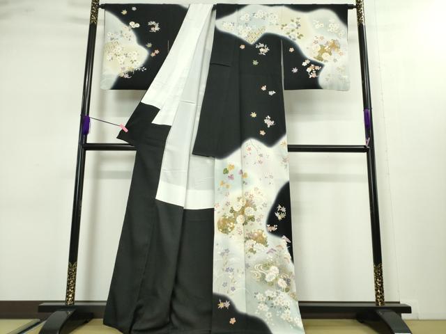 値下げ！極美品★縮緬訪問着 値下げ交渉OK！極上ちりめん地 金彩加工染 訪問着 正絹 B643