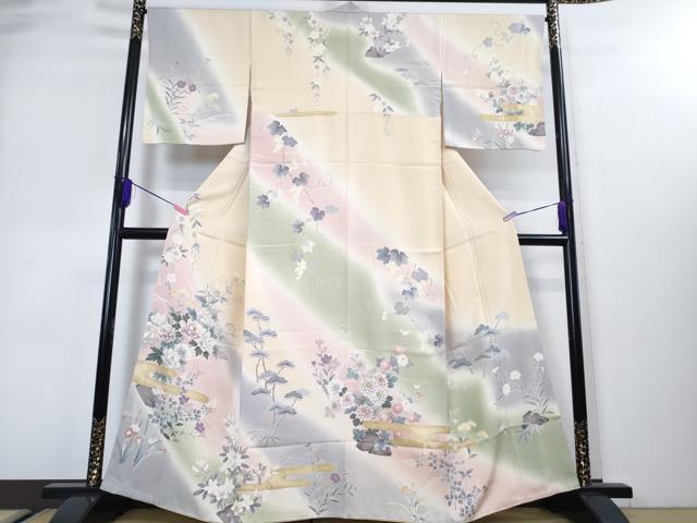 平和屋本店□極上 訪問着 友禅 吉祥花文 暈し染め 金彩 鈴乃屋