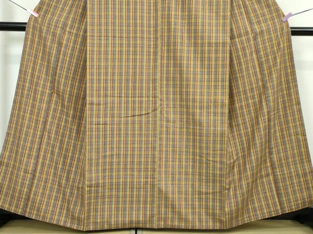 平和屋本店■極上　本場結城紬　重要無形文化財　格子　証紙付き　逸品　DZAA3190kh5 平和屋本店□極上 本場結城紬 重要無形文化財 格子 証紙付き 逸品