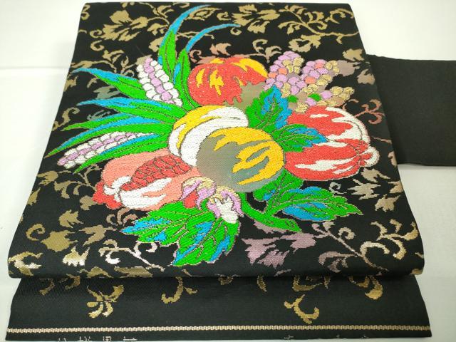 平和屋本店□極上 染織の名門 しょうざん 生紬 九寸開き名古屋帯