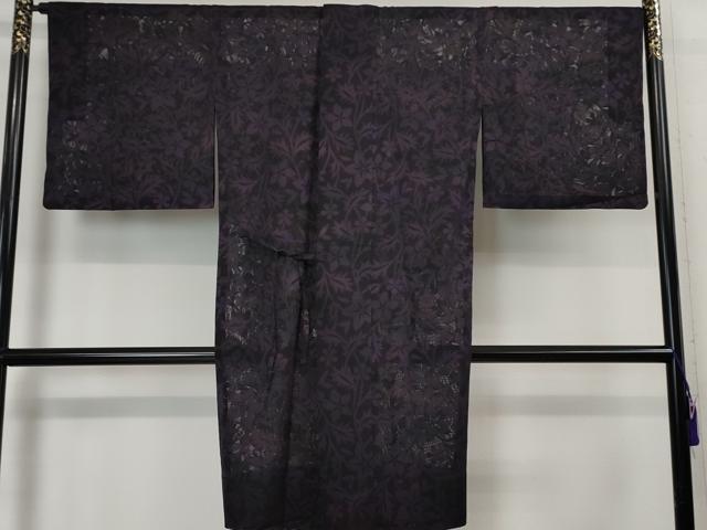 平和屋本店■極上　道中着　スリーシーズン　春夏秋　塵除け　ロング丈　草花紋紗　暈し染め　逸品　DZAA3269kh5