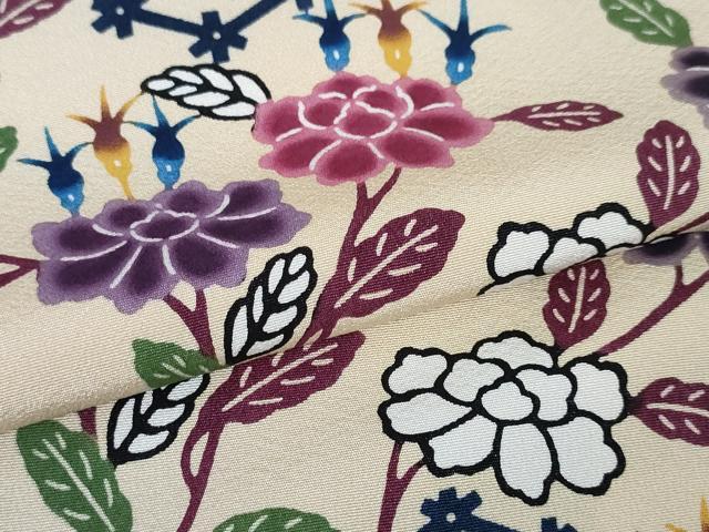 平和屋本店□最高級 城間栄順 本場琉球紅型 訪問着 花唐草