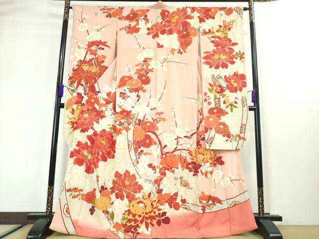 平和屋本店□極上 アンティーク 大正ロマン 振袖 刺繍 乱菊 牡丹 平和屋本店□極上 アンティーク 大正ロマン 振袖 刺繍 乱菊 牡丹