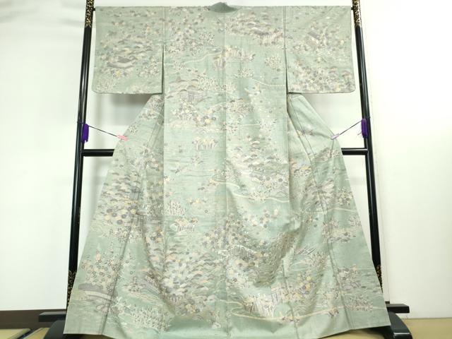 平和屋本店■極上　訪問着　紬地　総刺繍　御所解文　金糸　逸品　未使用　DZAA3358kh5_1