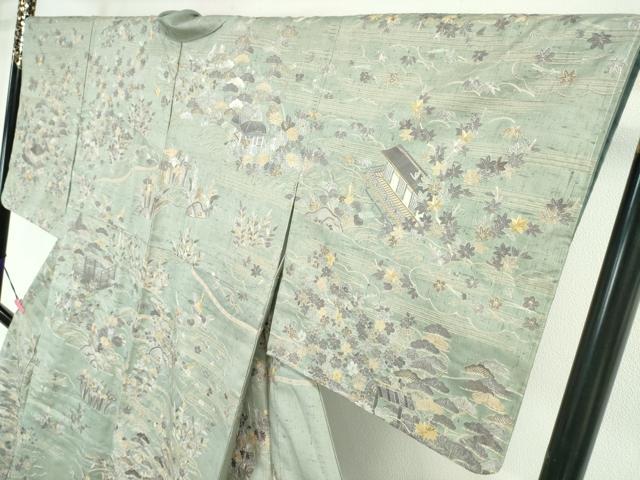 平和屋本店■極上　訪問着　紬地　総刺繍　御所解文　金糸　逸品　未使用　DZAA3358kh5_3