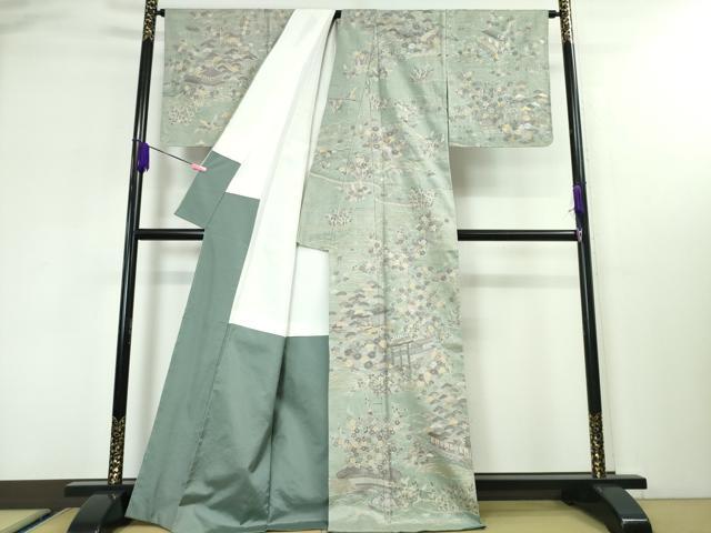平和屋本店■極上　訪問着　紬地　総刺繍　御所解文　金糸　逸品　未使用　DZAA3358kh5_2