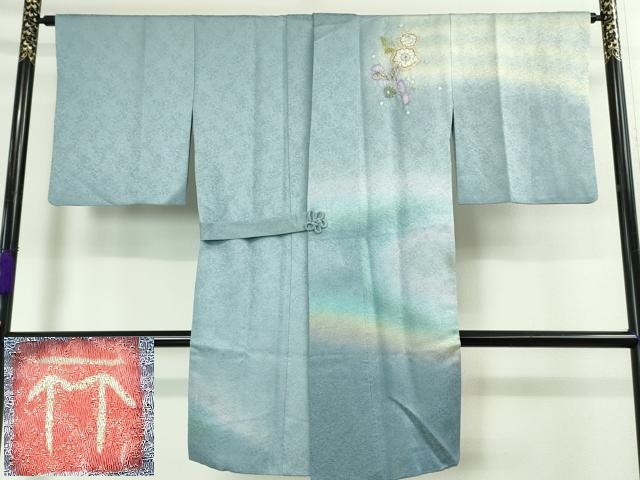 平和屋本店■極上　久保田一竹　幻の辻が花　道中着　ロング丈　絞り　暈し染め　銀通し地　逸品　DZAA3372kh5