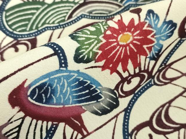 平和屋着物＊夏物 小紋 絽 舞蝶文 洗える着物 AABB5913st 平和屋着物