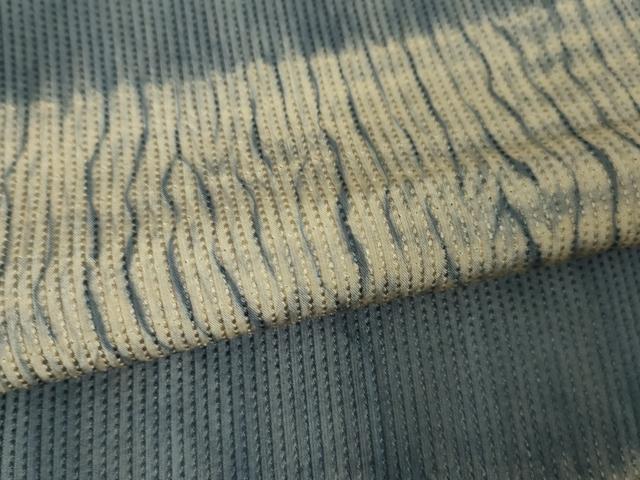 平和屋本店□極上 紬 単衣 杢目絞り 変わり横段文 逸品