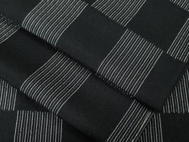 平和屋本店■極上　本塩沢　単衣　市松文様　逸品　未使用　DZAA3476kh5