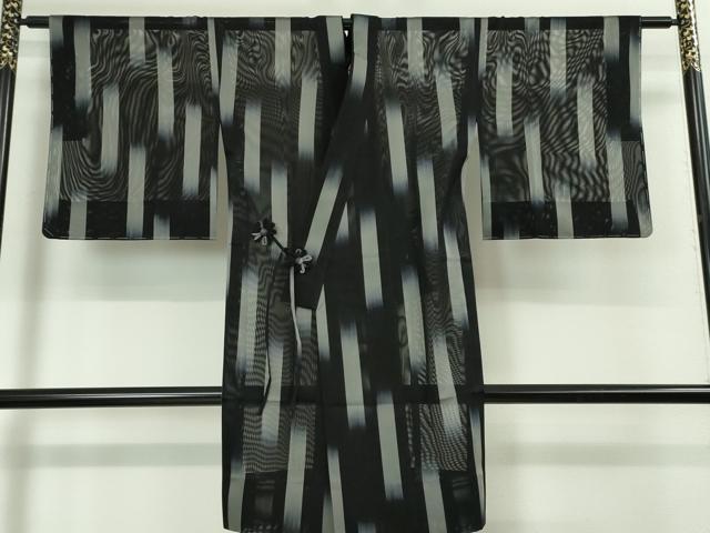 平和屋本店■極上　道中着　スリーシーズン　塵除け　ロング丈　黒地　反端付き　逸品　未使用　DZAA3578kh5