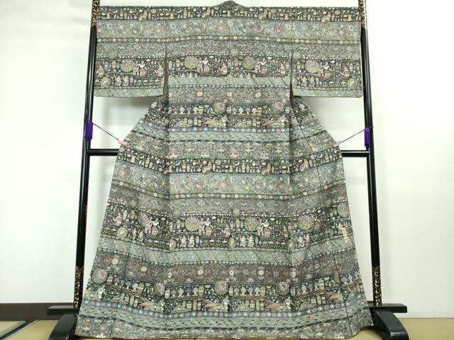 平和屋本店■極上　中国三大刺繍　スワトウ刺繍　汕頭刺繍　蘇州刺繍　総刺繍　訪問着　古代人物壁画文様　金糸　逸品　DZAA3602kh5