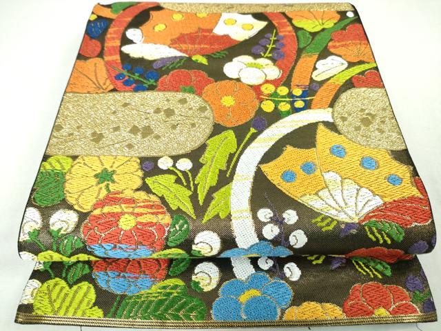 平和屋本店■極上　西陣　川島織物　六通柄　本袋帯　唐織　蝶の丸吉祥花文　金糸　逸品　DZAA4168kh5