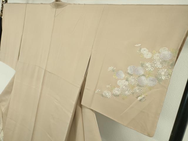 平和屋本店■極上　金彩友禅　卓越技能者・名工・和田光正　訪問着　菊花文　暈し染め　薄香色地　金銀彩　さが美扱い　逸品　DZAA3716kh5 平和屋本店□極上 金彩友禅 卓越技能者・名工・和田光正 訪問着 菊花