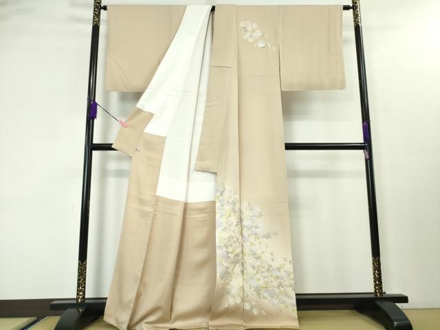 平和屋本店■極上　金彩友禅　卓越技能者・名工・和田光正　訪問着　菊花文　暈し染め　薄香色地　金銀彩　さが美扱い　逸品　DZAA3716kh5_1