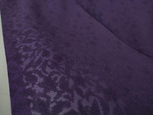 平和屋本店□極上 夏物 夏お召 片身替わり 花唐草紋紗 黒