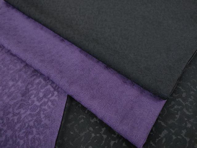 平和屋着物□極上 夏物 お召 夏お召 花唐草紋紗 黒地 逸品 未