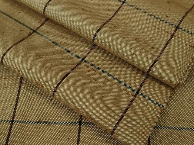 平和屋本店■希少　ざざんざ織　単衣　格子　逸品　DZAA3739kh5