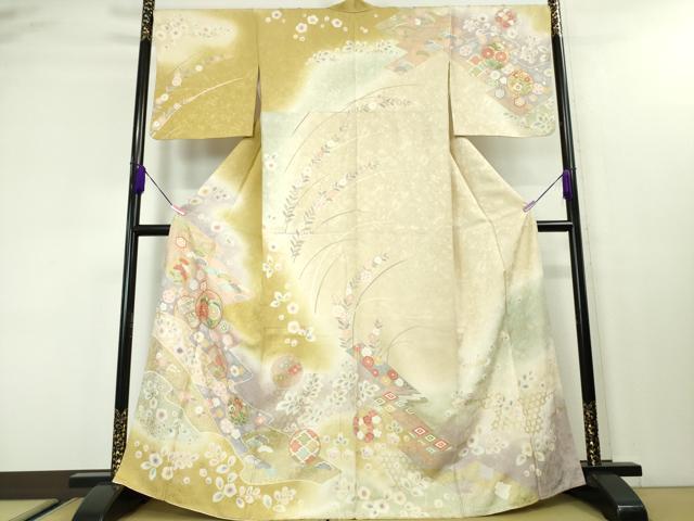 平和屋本店■極上　訪問着　駒刺繍　吉祥花文　暈し染め　金彩　逸品　未使用　DZAA3752kh5