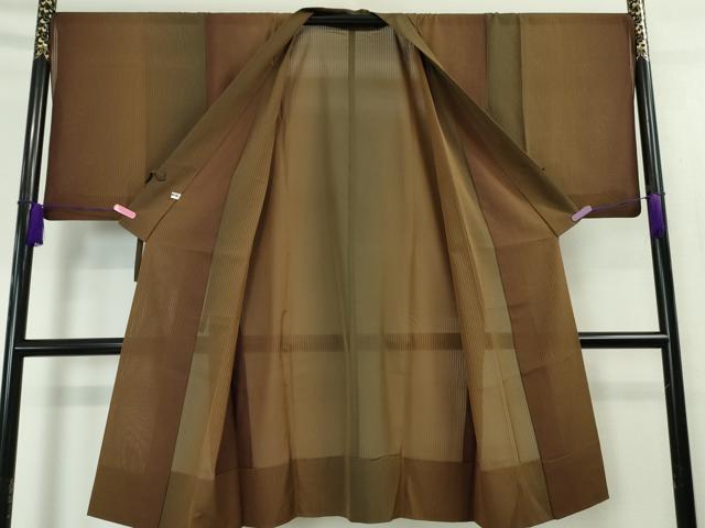 平和屋本店■極上　道中着　スリーシーズン　春夏秋　塵除け　ロング丈　縞　暈し染め　逸品　DZAA3764kh5 平和屋本店▽極上 道中着 スリーシーズン 春夏秋 塵除け ロング丈 縞