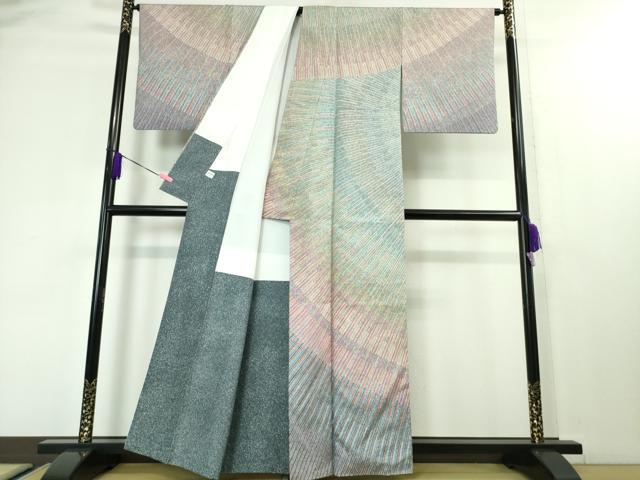 平和屋本店□極上 石川県指定無形文化財 牛首紬 白山工房 手織 京友禅