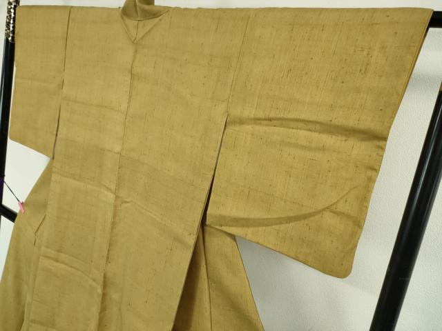 平和屋本店□極上 染織の名門 しょうざん 生紬 芥子色 証紙付き 逸品