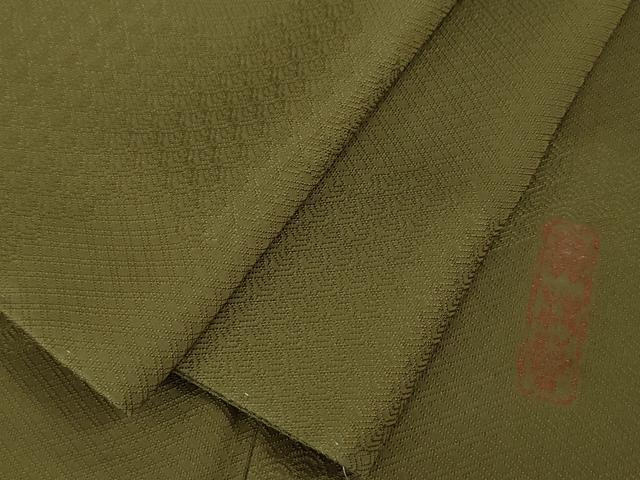 平和屋本店■極上　龍村晋謹製　お召　名物裂雲取り地紋　黄海松茶色地　逸品　未使用　DZAA3831kh5