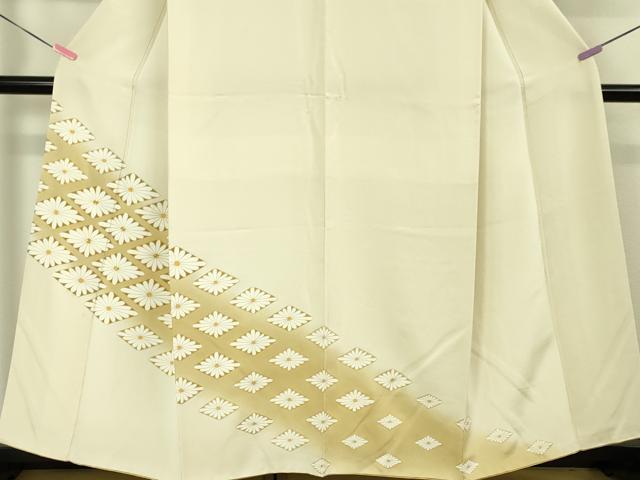 平和屋本店□極上 訪問着 駒刺繍 菊菱 象牙色地 暈し