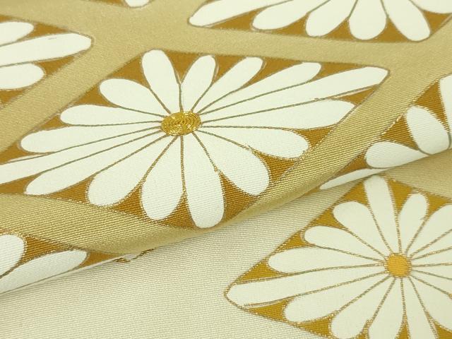 平和屋本店□極上 訪問着 駒刺繍 菊菱 象牙色地 暈し染め 金彩 逸品